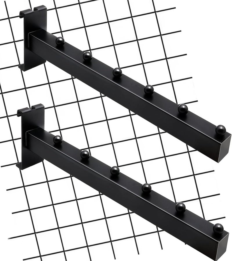 Baerkian12.6inch Gridwall Waterfall Hooks, Display Hooks for Grid Wall Panels, Grid Wall Accessory for Storage Display Clothes in Retail Shop Garage (2-Packs, Black) - Image 1